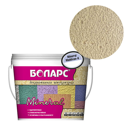 Декоративная штукатурка Боларс Mineral Maldivas K20, акриловая, ведро 25 кг